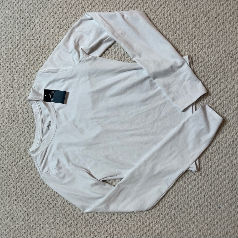 Hollister White Long Sleeve Tee Classic Cotton